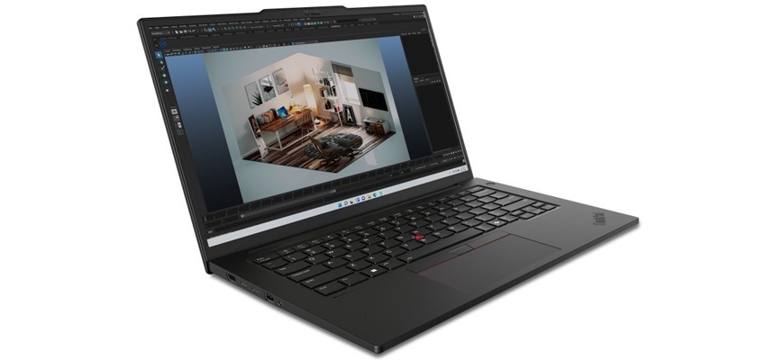 Notebook Lenovo ThinkPad P16s Gen 4 čierny Detail obrázku notebooku.