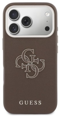 Kryt na mobil Guess PU Resin Logo na Apple iPhone 17 Pro Max - hnedý
