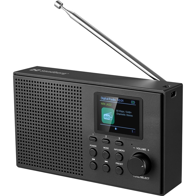 Rádioprijímač Sandberg s DAB+ a FM vysielanie, výkon 3 W