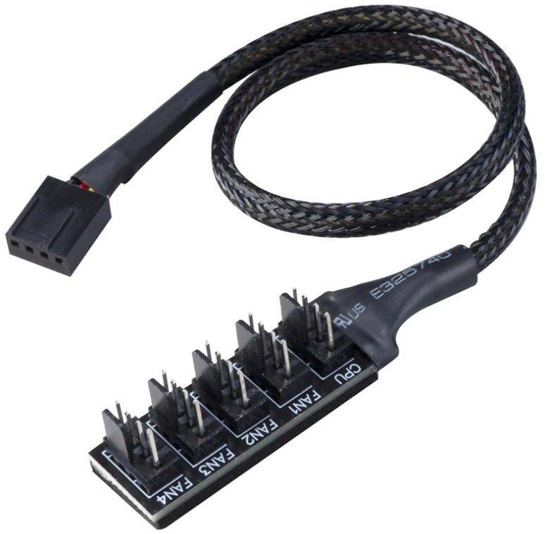 AKASA kábel FLEXA FP5H redukcia pre ventilátory, 1x 4pin PWM na 5x 4pin PWM, 30cm