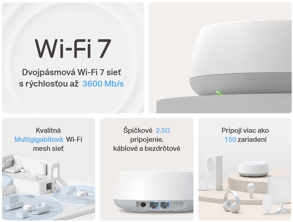 Kompletný Wi-Fi systém TP-Link Deco BE25 (1 ks) biely Kompletný Wi-Fi systém TP-Link Deco BE25 (1 ks) biely