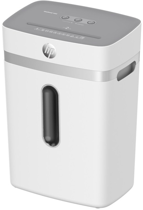 Skartovač HP OneShred 12CC biely kancelársky skartovač s krížovým rezom