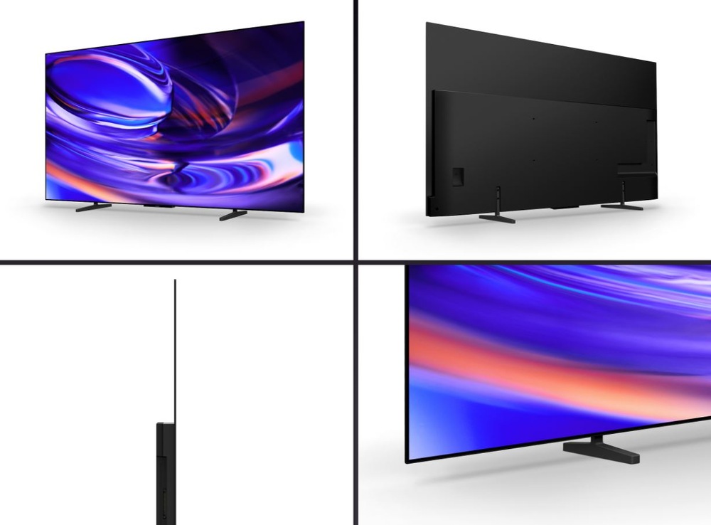 Televízor Sony Bravia 6 65" Televízor Sony BRAVIA 6 z predného, zadného a bočného pohľadu s detailom tenkého prevedenia