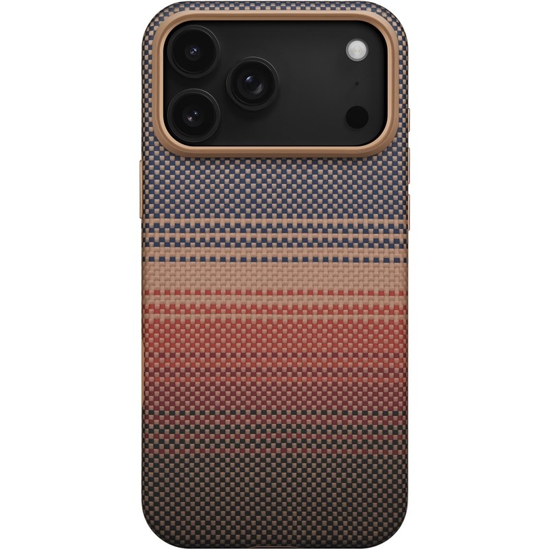 Kryt na mobil Pitaka Aramid UltraGuard Sunset na Apple iPhone 17 Pro Max - hnedý / oranžový