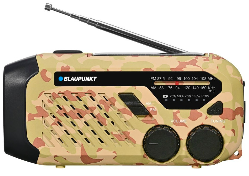 Rádioprijímač Blaupunkt ER10DC Survival hnedý Pohľad na ovládacie prvky a ladiacu stupnicu rádioprijímača Blaupunkt ER10DC Survival
