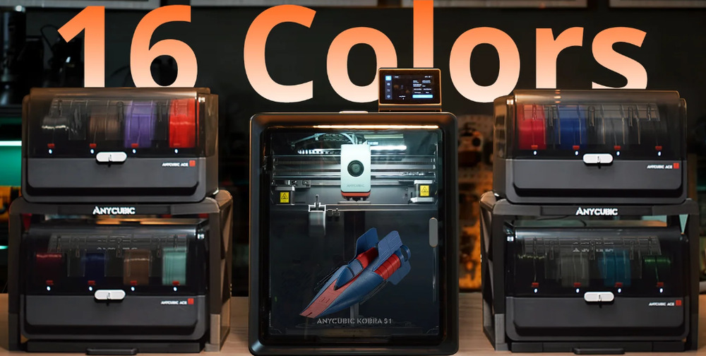 3D tlačiareň Anycubic Kobra S1 Ace 2 Pro Combo čierny Anycubic Kobra S1 Ace 2 Pro Combo dokáže tlačiť až štyrmi farbami