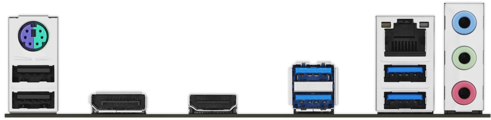 Základná doska Asus PRIME B550M-K ARGB Snímka dosky zo strany portov pre externé zariadenia - myš, klávesnica, HDMI, USB, audio...