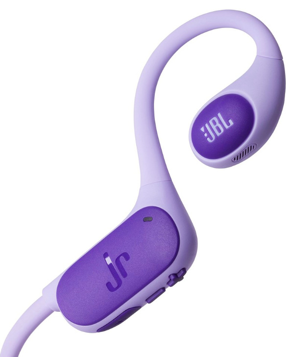 Slúchadlá JBL Junior FREE fialová Detail ovládacích tlačidiel a mikrofónu pri slúchadlách JBL Junior FREE pre jednoduché použitie