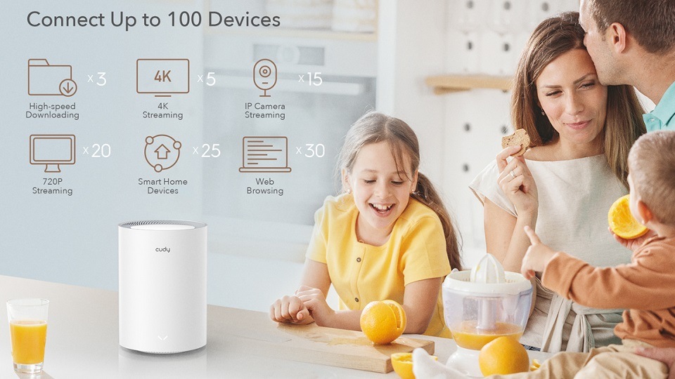 Kompletný Wi-Fi systém Cudy AX1800 (2-pack) biely Kompletný Wi-Fi systém Cudy AX1800 (2-pack) biely