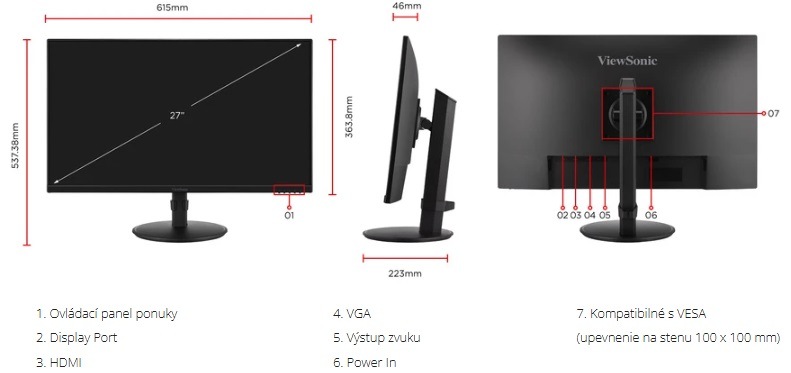Monitor ViewSonic VA2708-HDJ čierny