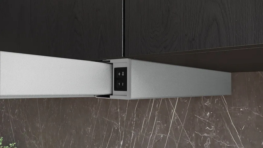 Odsávač pár Siemens iQ100 LI63LB526 strieborný Ovládanie výsuvného odsávača pár Siemens LI63LB526