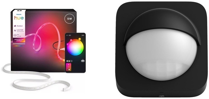 LED pásik Philips Hue LED pásik Philips Hue Flux outdoor strip light EU, 5 m + Senzor Philips Hue Outdoor Balenie LED pásika s outdoor senzorom.