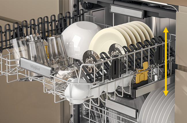 Umývačka riadu P60 Whirlpool WH7PC15B4M60, vstavaná, prenastaviteľná výška horného koša