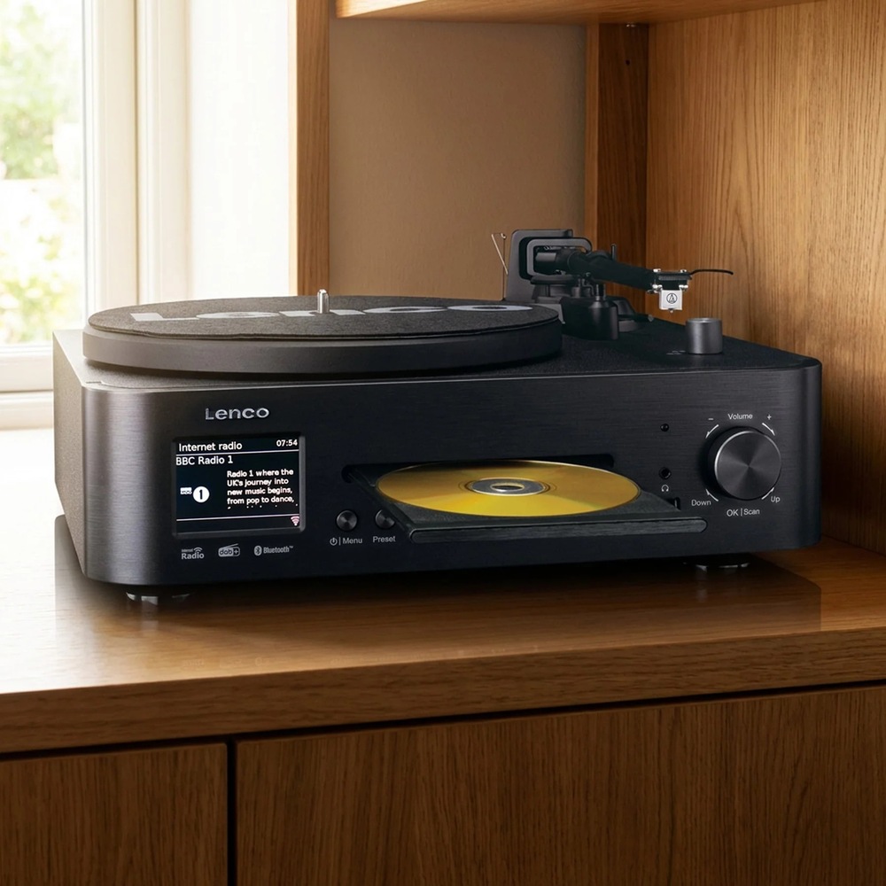 Mikro HiFi systém Lenco MC-760 čierny Mikrosystém Lenco MC-760 s otvorenou CD mechanikou pripravený na prehrávanie hudby