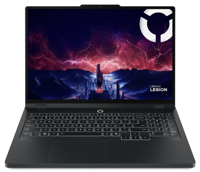 Notebook Lenovo Legion Pro 5 16IAX10H čierny Čelný pohľad na otvorený notebook Lenovo Legion Pro 5 16IAX10H s 16" OLED displejom