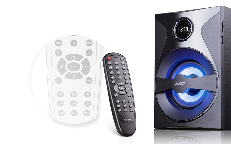 Reproduktory Fenda F&D F380X 2.1, bluetooth, rádio, USB, SD, diaľkové ovládanie čierne Reproduktory Fenda F&D F380X 2.1, bluetooth, rádio, USB, SD, diaľkové ovládanie čierne