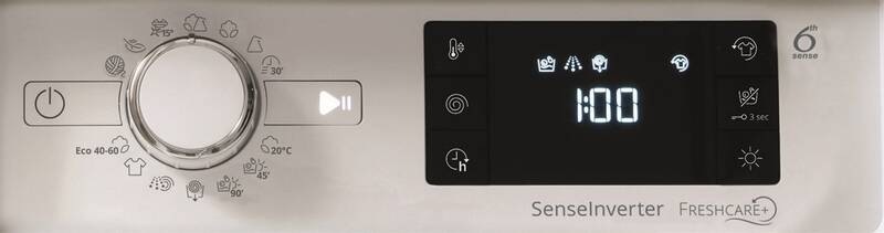 Práčka/sušička Whirlpool BI WDWG 861485 EU, vstavaná, detail ovládacieho panelu
