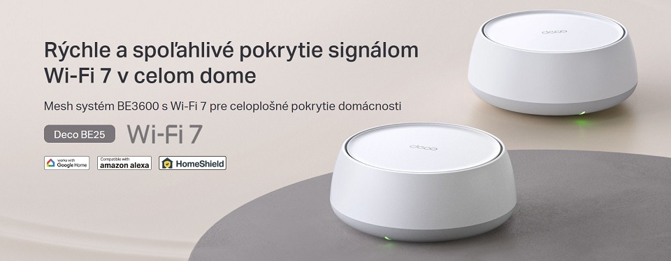 Kompletný Wi-Fi systém TP-Link Deco BE25 (3 ks) biely