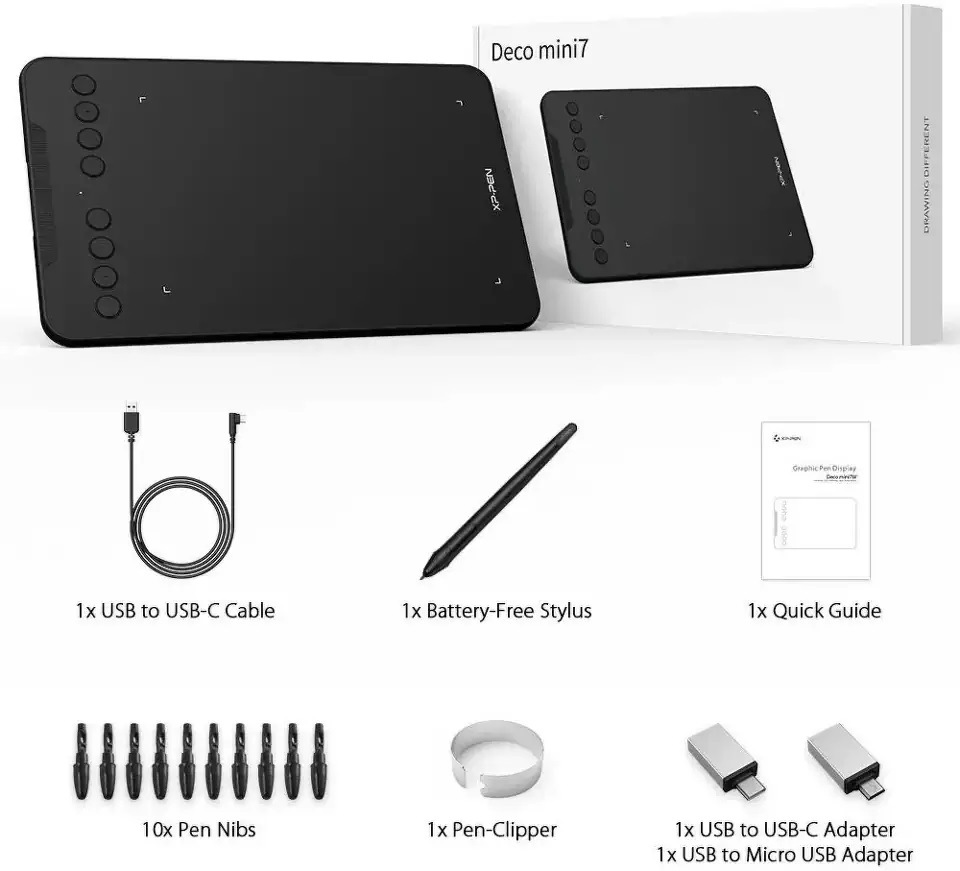 Grafický tablet XPPen Deco mini7 v2 čierny Grafický tablet XPPen Deco mini7 v2 čierny