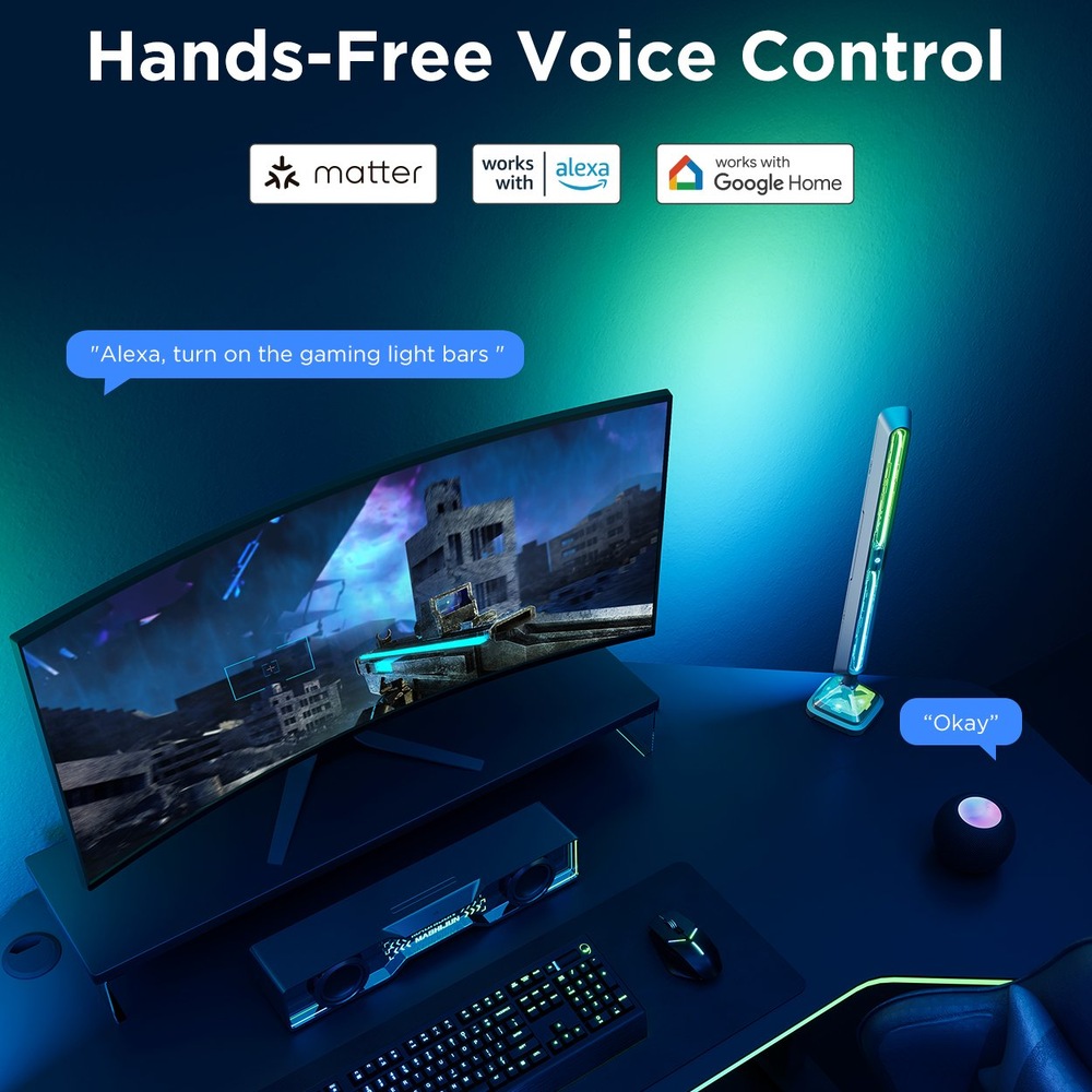 Nástenné svietidlo Govee Smart RGBIC Gaming Pre svetelné panely Matter sivé Govee Smart RGBIC Gaming Pre svetelné panely Matter