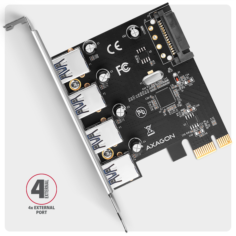 Radič Axagon PCEU-430RS - 4x USB 5Gbps port Radič Axagon PCEU-430RS - 4x USB 5Gbps port