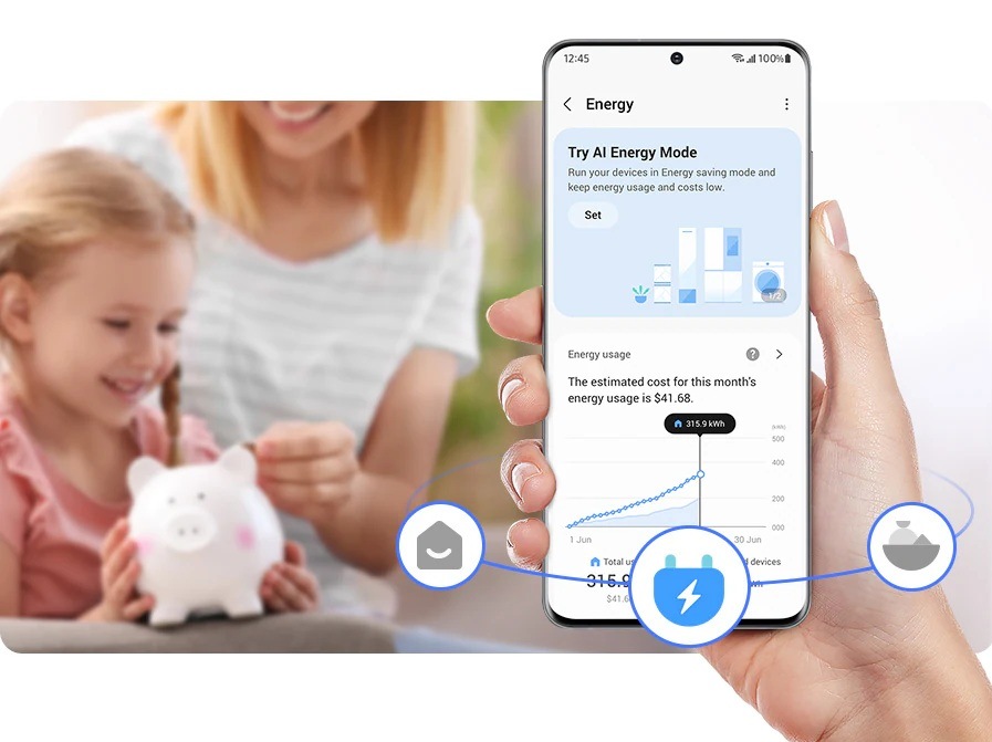 Chladnička s mrazničkou Samsung RB34C602DWW/EF biele Chladnička Samsung RB34C602DWW/EF - ilustračný obrázok aplikácie SmartThings