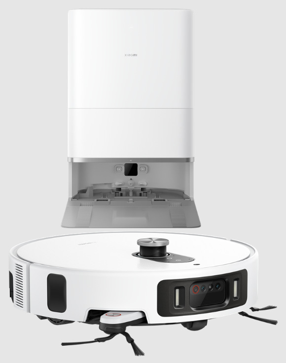 Robotický vysávač Xiaomi Vacuum 6 Pro biely Robotický vysávač Xiaomi Vacuum 6 Pro pred automatickou čistiacou stanicou