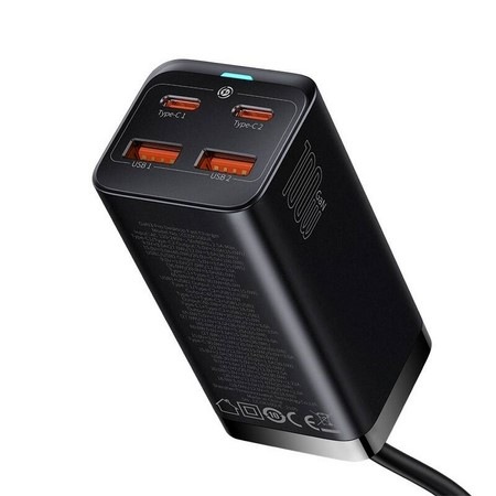 Nabíjačka do siete Baseus GaN3, 2x USB-A, 2x USB-C 100W čierna Nabíjačka do siete Baseus GaN3, 2x USB-A, 2x USB-C 100W čierna