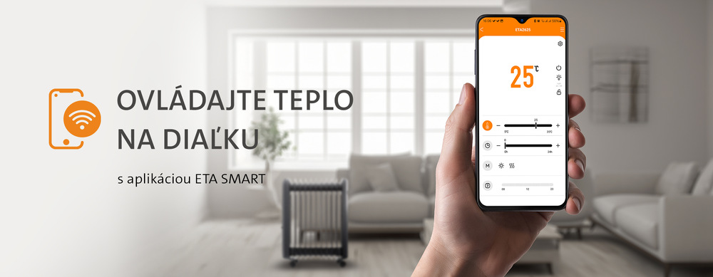 Olejový radiátor ETA Sole Smart 2625 90000 čierny Olejový radiátor ETA Sole Smart, aplikácia ETA Smart