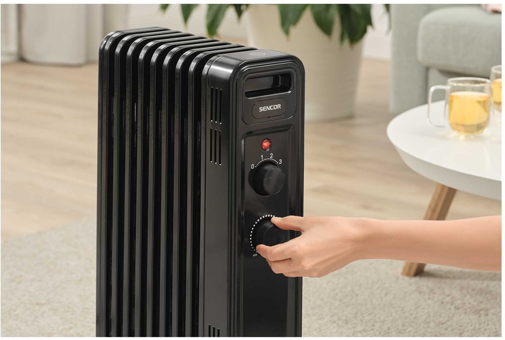 Olejový radiátor Sencor SOH 3509BK čierny Radiátor Sencor disponuje 9 vykurovacími článkami
