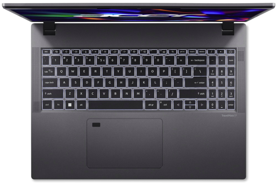 Notebook Acer TravelMate P2 16 (TMP216-51-G2-TCO-70SN) sivý Detail notebooku Acer TravelMate P2 16 s podsvietenou klávesnicou, numerickou časťou a touchpadom