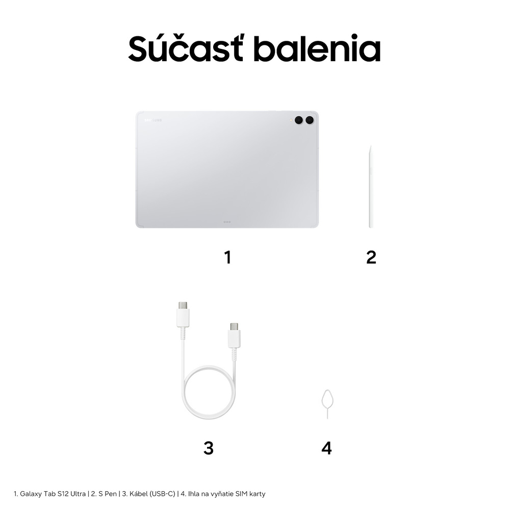 Tablet Samsung Galaxy Tab S12 Ultra 5G 12 GB / 256 GB + dotykové pero strieborný Obsah balenia Samsung Galaxy Tab S12 Ultra