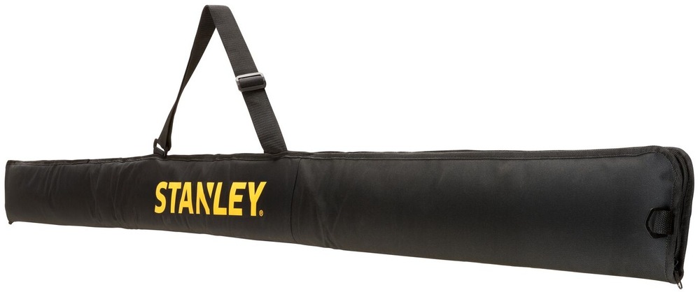 Bočný pohľad na tašku Stanley na vodováhy so zipsom a polstrovaným dnom.