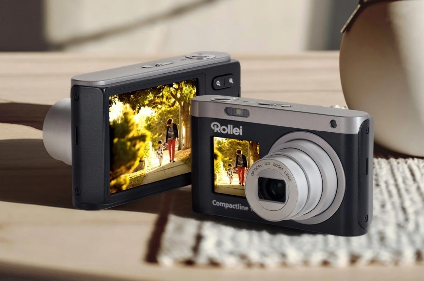Digitálny fotoaparát Rollei Compactline 12X čierny Predná a zadná strana fotoaparátu Rollei Compactline 12X