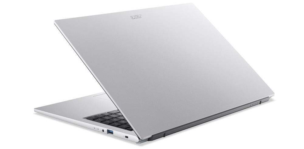 Notebook Acer Aspire Go 16 (AG16-71P-56UC) strieborný Pootvorený notebook Acer Aspire Go 16 (AG16-71P-54KA) zozadu