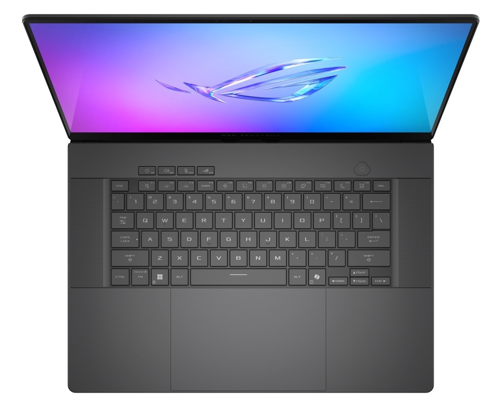 Notebook Asus ROG Zephyrus G16 sivý Pohľad zhora na klávesnici notebooku Asus ROG Zephyrus G16