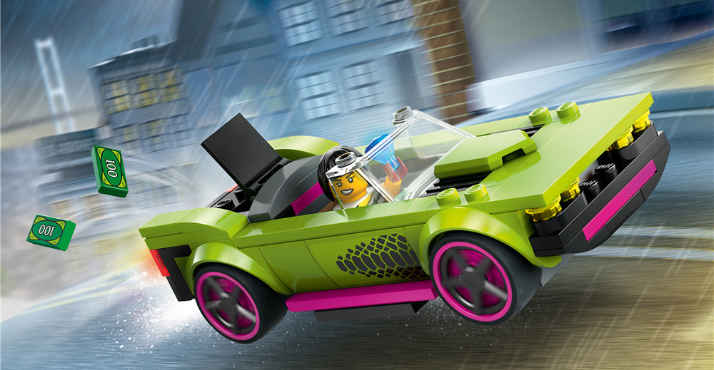 Stavebnica LEGO® City 60415 Honička policejního auta a sporťáku Minifigúrky LEGO policajtov a kriminálnice umožňujú deťom meniť role a vymýšľať stále nové scenáre.