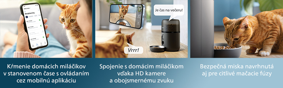 Mobilné aplikácie pre inteligentné krmítko Philips a mačka