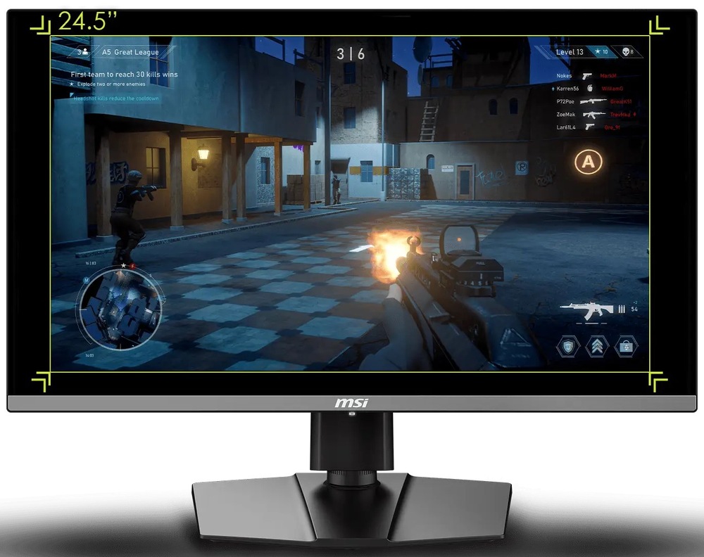 Herný monitor MSI MAG 272UP QD-OLED E16 čierny Na hernom monitore MSI MAG 272UP QD-OLED E16 je znázornené, že obraz je možné nastaviť na 24,5" veľkosť.