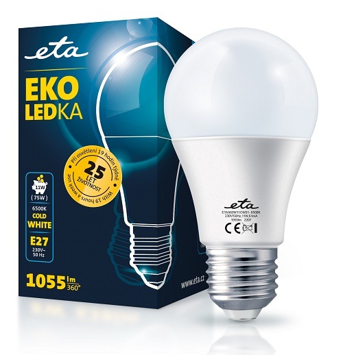 LED žiarovka ETA EKO LEDka klasik 11W, E27, studená biela