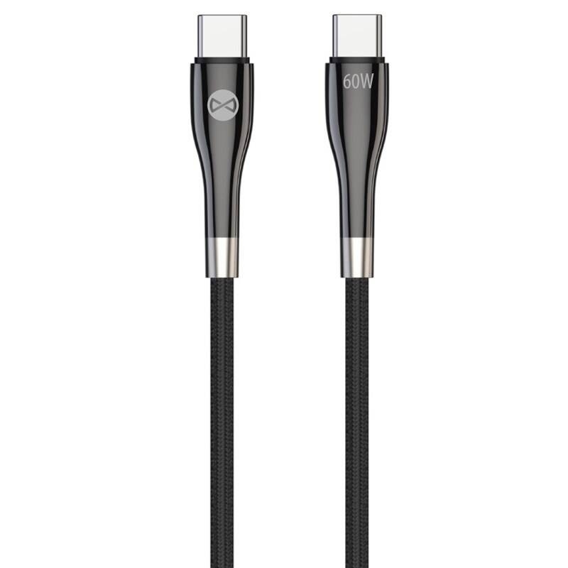 Kábel Forever Sleek USB-C/USB-C, 60 W, 1 m čierny Kábel Forever Sleek USB-C/USB-C, 60 W, 1 m čierny