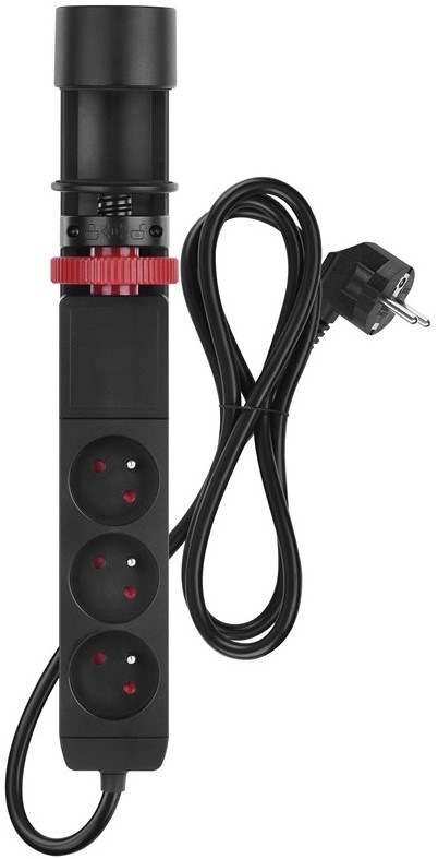 Kábel predlžovací EMOS 3x zásuvka, 2×USB-A + 1×USB-C, uchytenie na stôl, vypínač, 3m - čierny