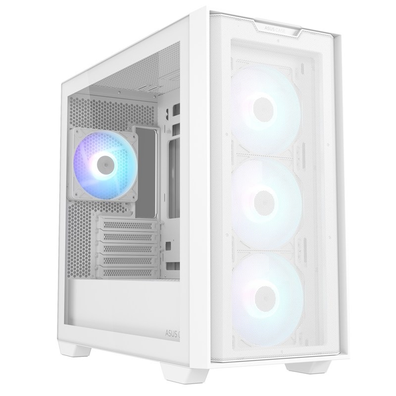 Počítačová skriňa Asus A21 PLUS TG ARGB v bielej farbe.