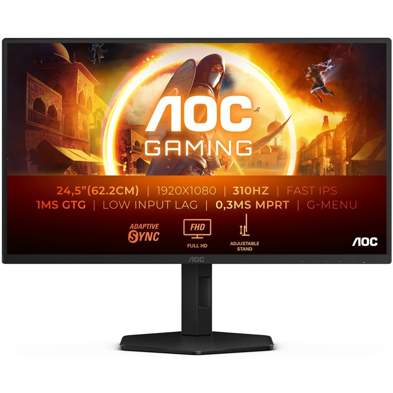 Herný monitor AOC 25G4SXU 24.5", WLED podsvietenie, IPS panel, 0.3ms, 1000: 1, 400cd/m2, 1920 × 1080 Full HD, - čierny