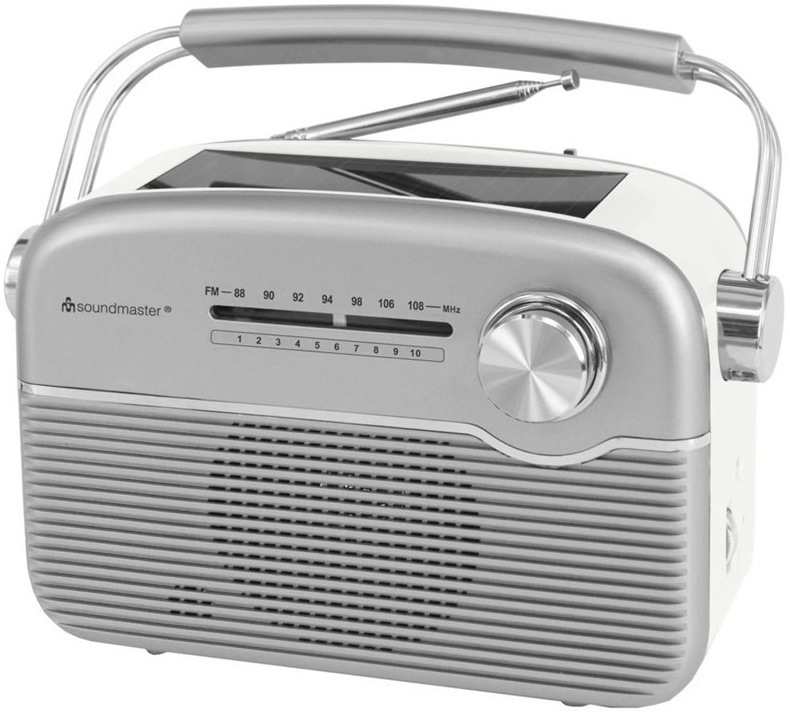 Prenosné retro rádio Soundmaster TR480SI s FM pásmom a chrómovaným madlom.