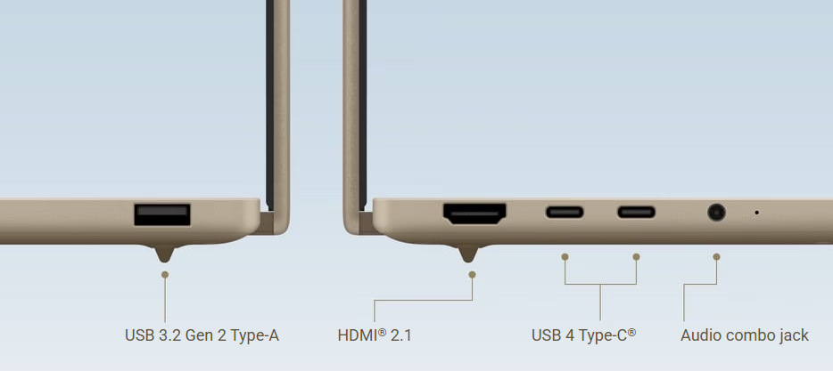 Asus Zenbook A14 aj napriek tenkému telu zaujme plnohodnotnou konektivitou