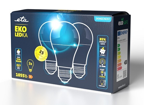 LED žiarovka ETA EKO LEDka klasik 11W, E27, teplá biela, 3ks Žiarovka ETAA60W11WW3P, LED
