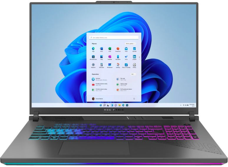 Herný notebook Asus ROG Strix G18 R9-8940HX s 18" displejom a RGB podsvietenou klávesnicou