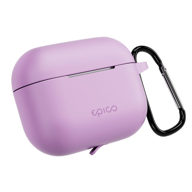 Puzdro Epico silikónové s karabínou pre AirPods Pro 3 vo fialovom prevedení.