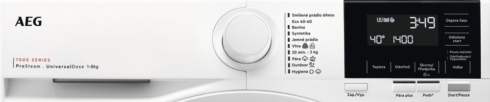 Práčka AEG série 7000 LFR71844SUC biela AEG LFR71844SUC ovládací panel